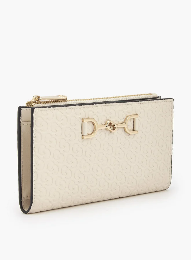 سيليست Monogram Embossed Wallet With Button Closure